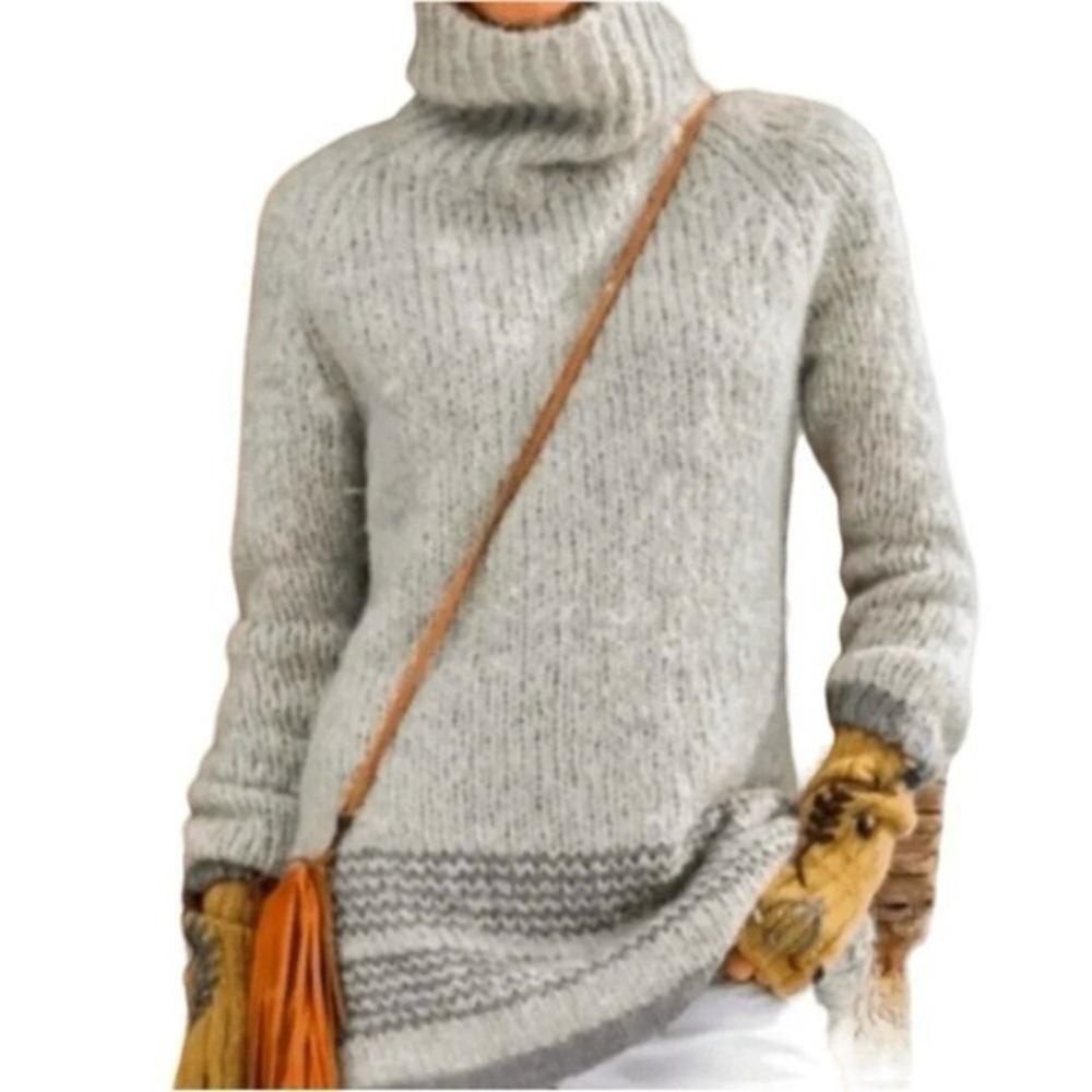 Sundance Mohair Blend Turtleneck Sweater Tunic Gray Ombre Women’s Large
